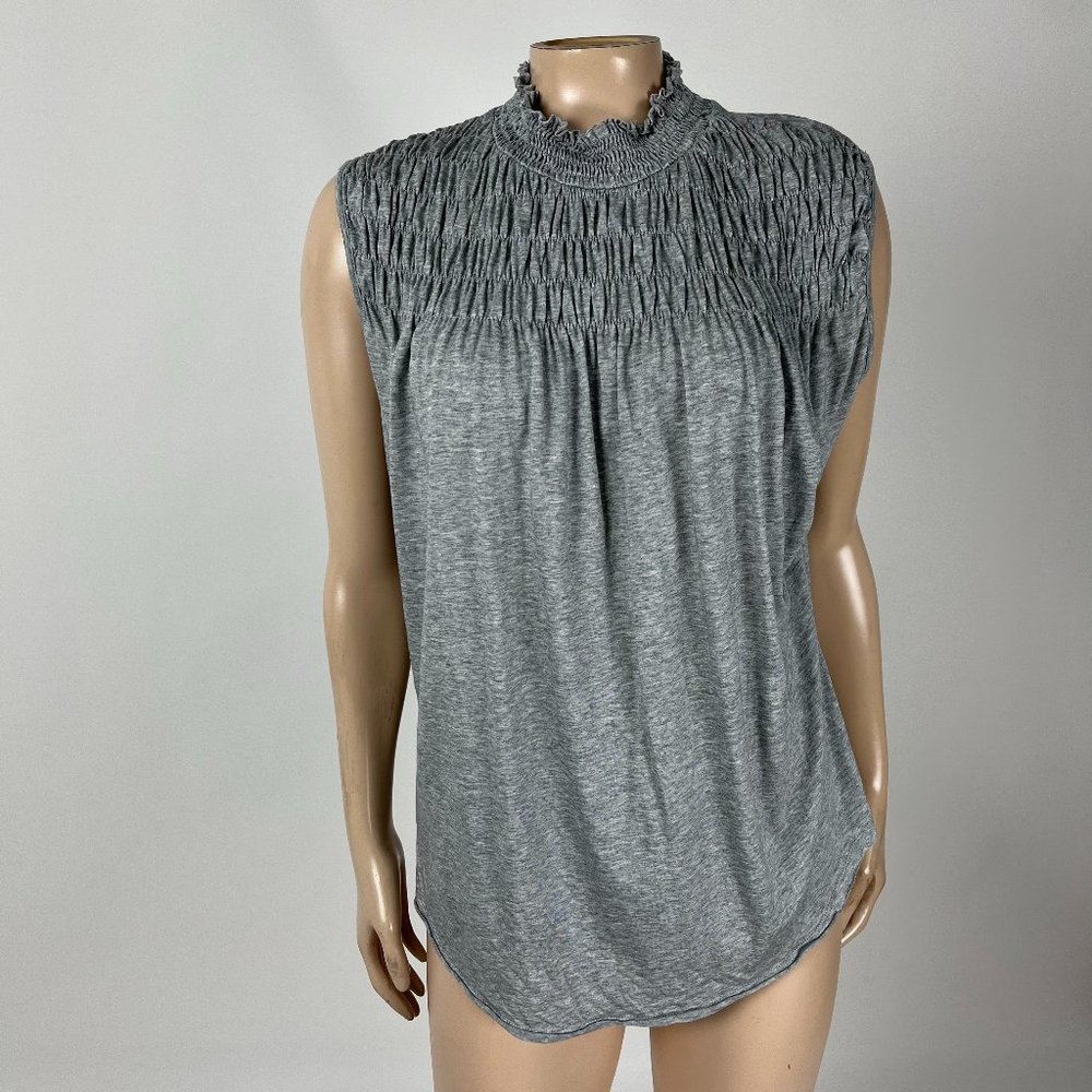 Sundance Heather Gray Smocked Neck Sleeveless Tank Top